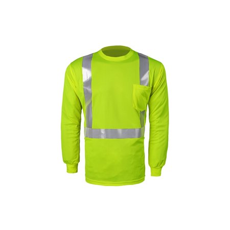 2W INTERNATIONAL High Viz Long Sleeve Birdseye T Shirt, X-Large, Lime, Class 2 TLB125C-2 XL